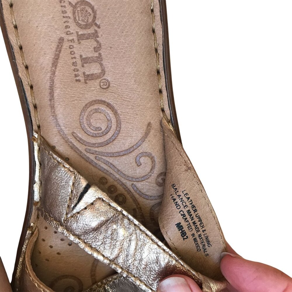 Born Gold Metallic Leather Boho Slide Comfort Sandals Woman’s 9 - Picture 3 of 7